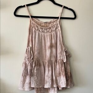 Aerie|Boho Pink Tie Dye Sleeveless Crochet Top|Small|EUC
